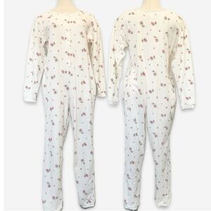 Vintage Victoria’s Secret Cotton Ivory Floral Rose Print Pajama 90s Romper M🔥🔥